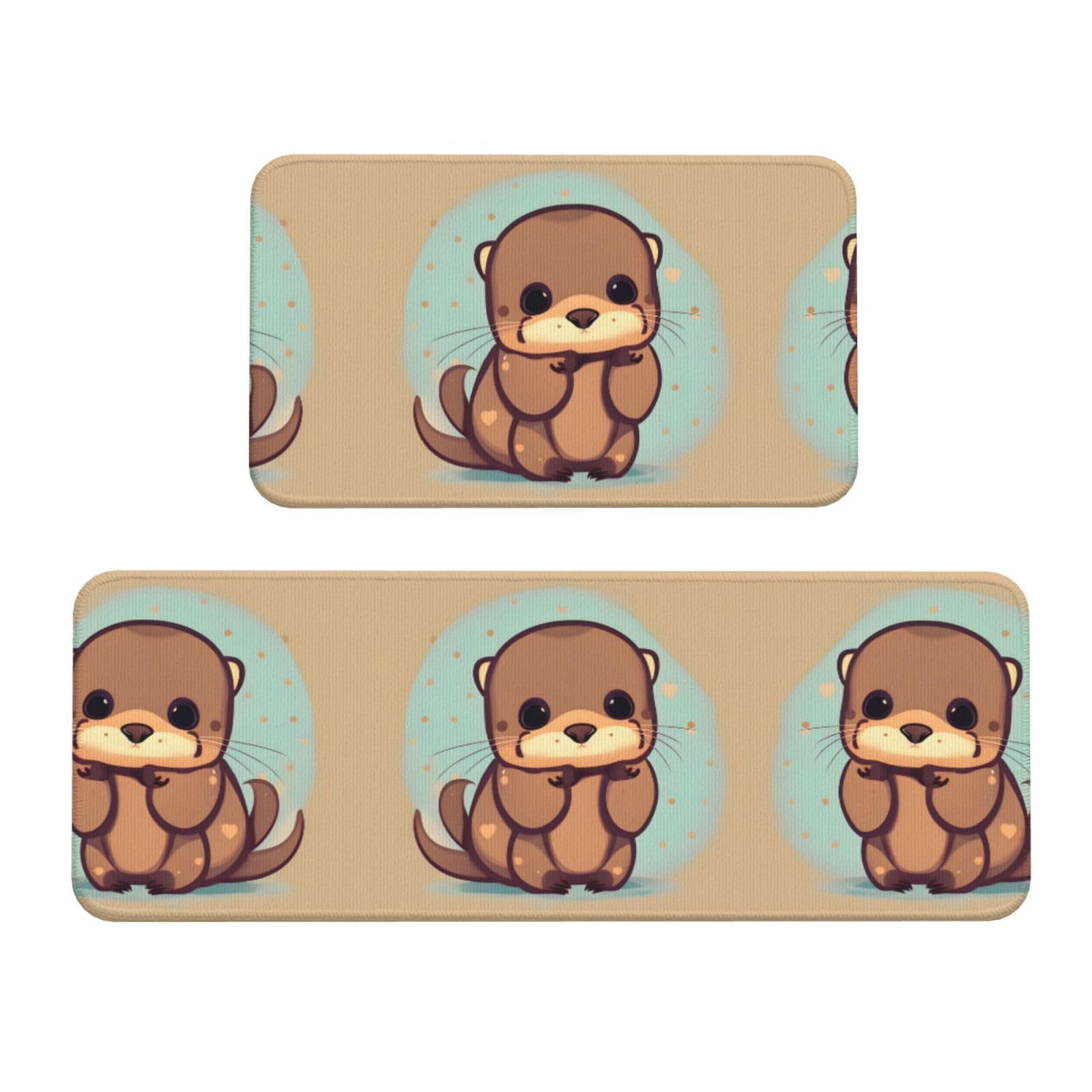 Tapetes de cocina con nutria EdWal: juego de 2 alfombras impermeables para hogar u oficina