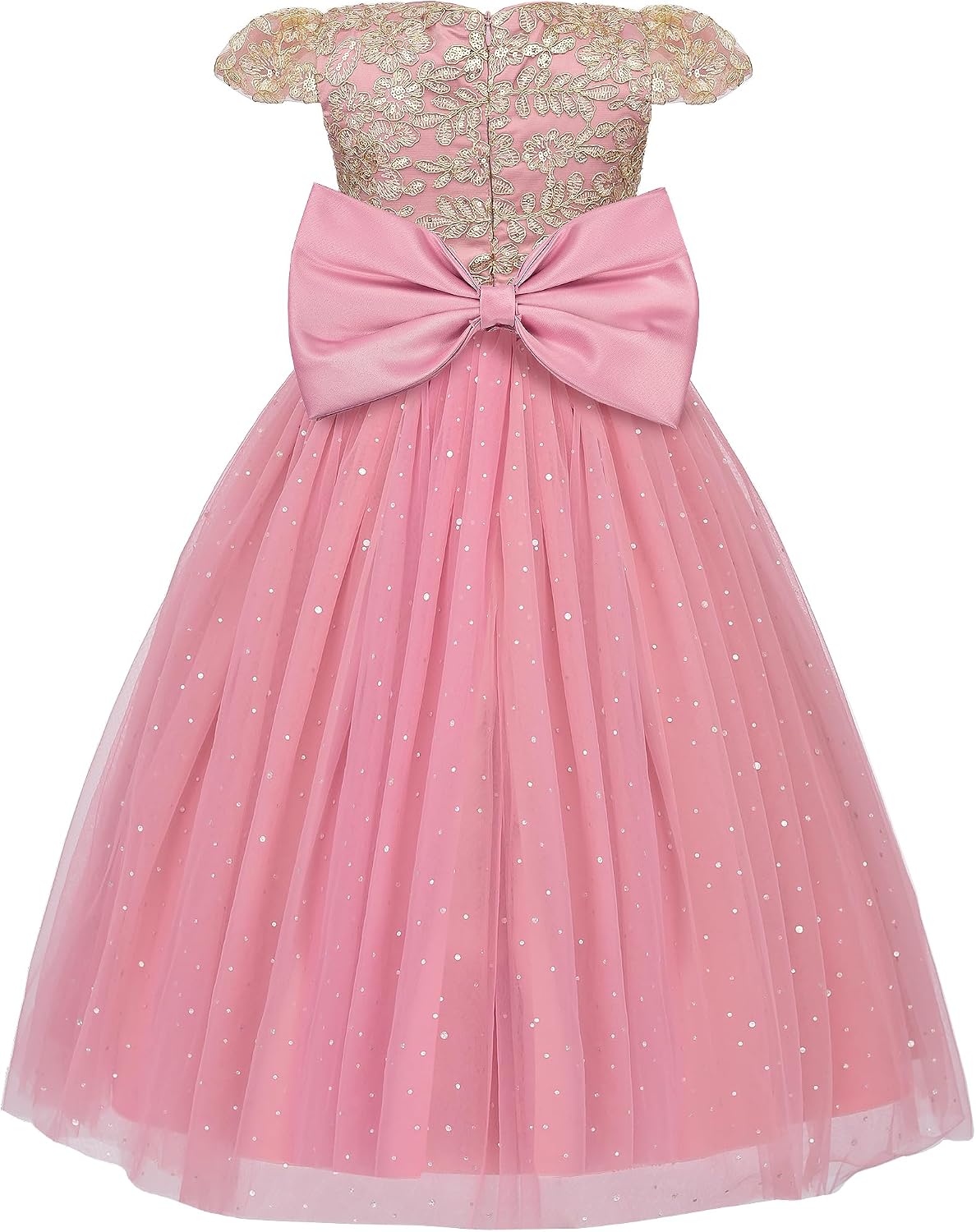 Uhnice Girls Sequin Embroidered Flower Dress Elegant Formal Gown for Wedding Pageant Birthday Party