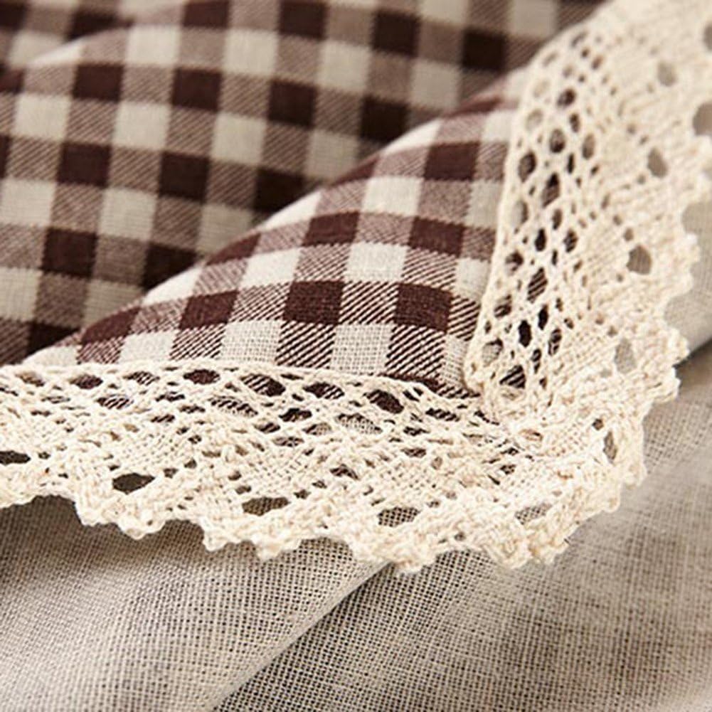 Fanjow® Cotton Linen Tablecloth Vintage Rectangular Lace Tablecloth Rectangle Dustproof Decorative Table Cover for Kitchen Dinning Tabletop (55"*98", Coffee Checker)