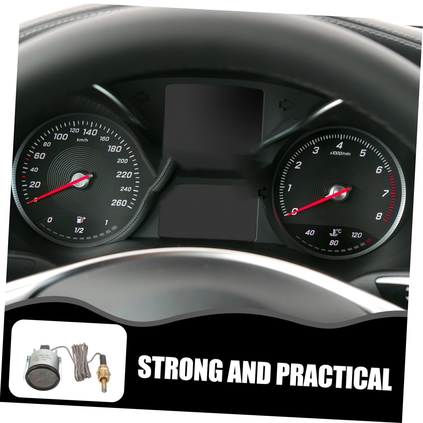 Indicatore Temperatura Auto 52mm Meccanico con Sensore, Argento