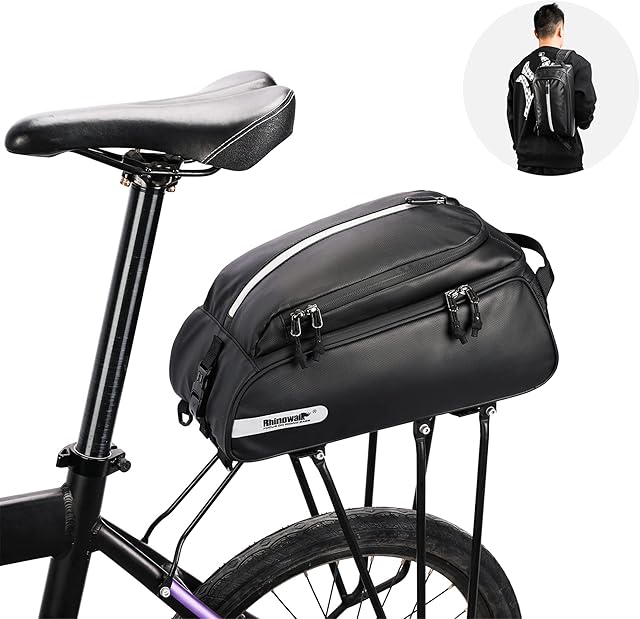 Selighting Bike Rack Trunk Bag Waterproof Bicycle Rear Seat Pack Cycling Carrier Pouch with Shoulder Strap for Outdoor Travel Commute