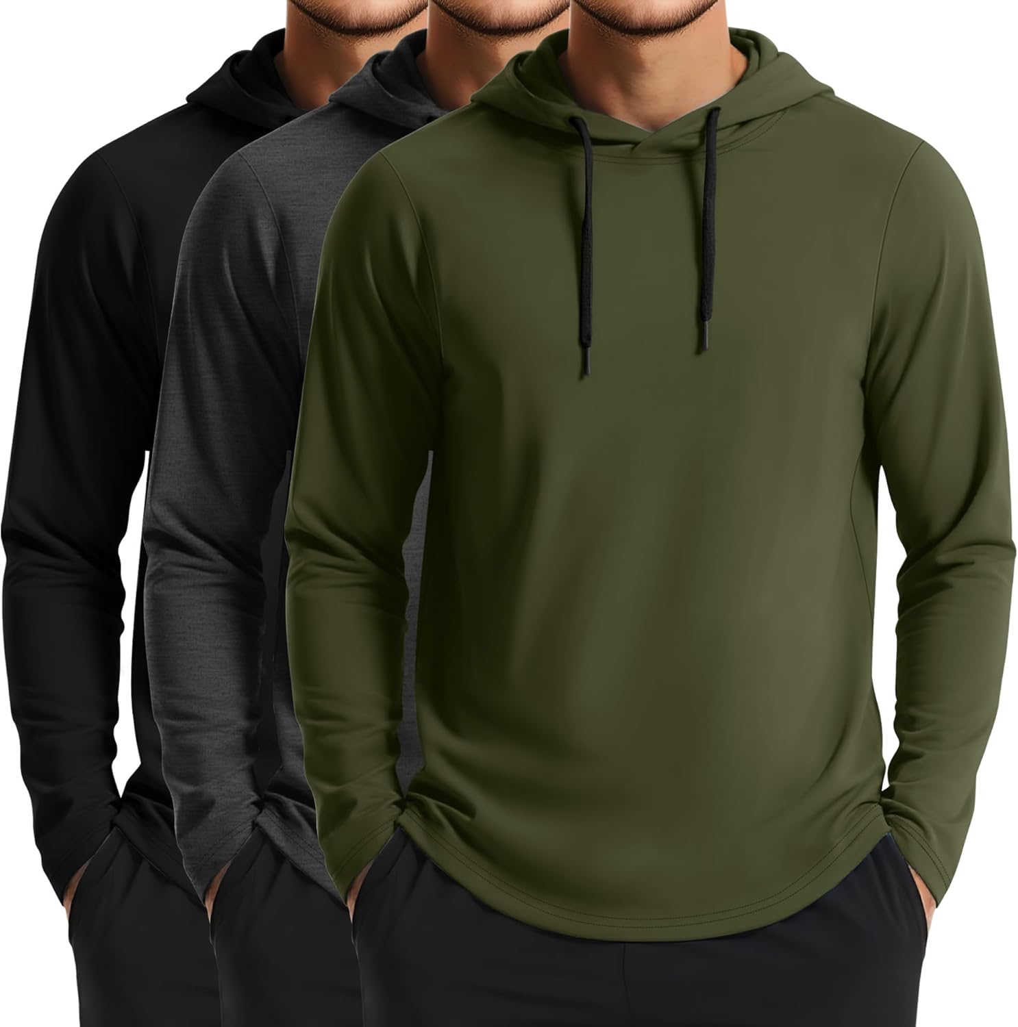 3 Pack Mens Big and Tall Hoodies Pullover Loose Fit Casual Athletic Long Sleeve Hooded Sweatshirts