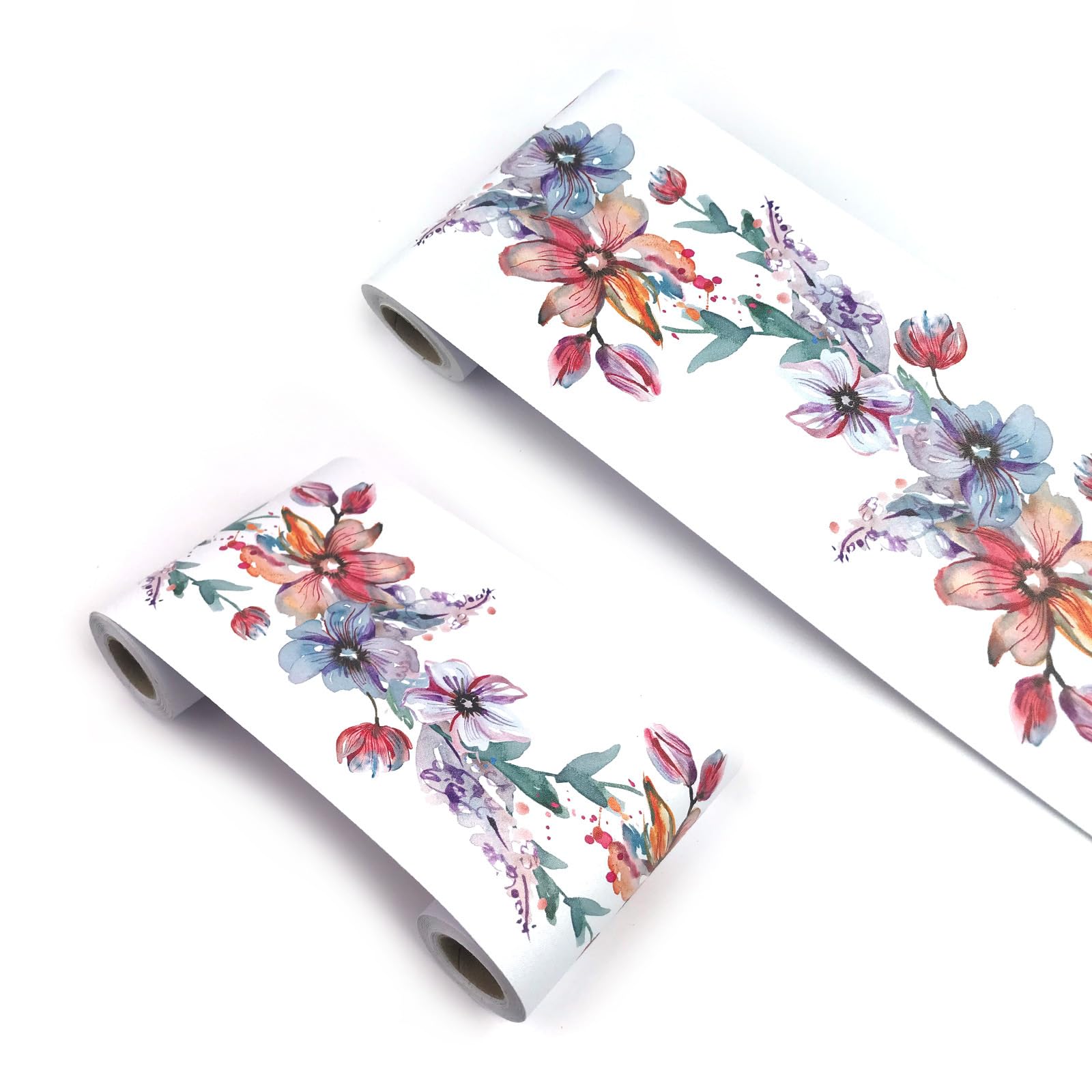 Visitryl Watercolor Flowers Yx218 Self Adhesive Wallpaper Border Wall Tiles Decorative, Peel And Stick Wall Border Bathroom Stickers 12Cm X 500Cm