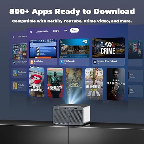 Miniatura 3 de Proyector con WiFi y Bluetooth: [1800 ANSI/Enfoque automático AI/800+ aplicaciones/compatible con Netflix] Proyector para exteriores con soporte 4K