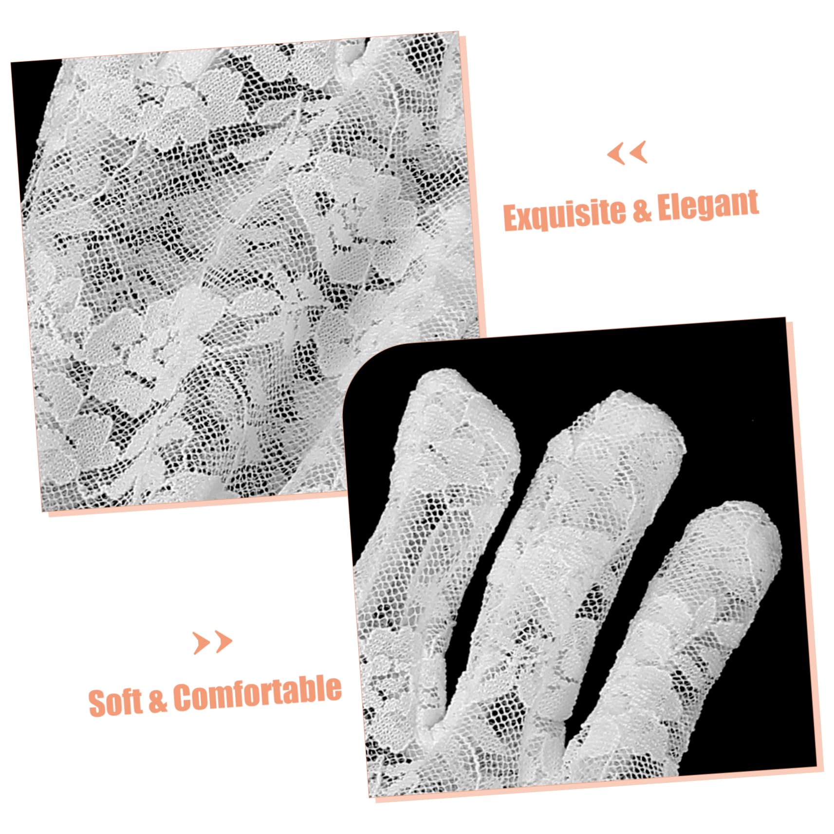 TOVINANNA Little Girls' Lace Gloves for Banquets Stage Performances and Weddings White Set of 2