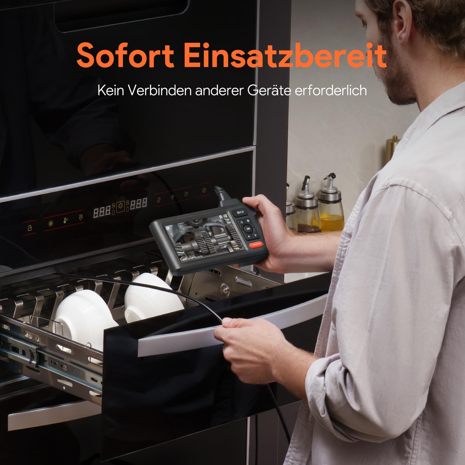 Endoskopkamera mit Licht, DEPSTECH 1080P Dual Lens Endoskop 5,0 Zoll IPS Bildschirm Inspektionskamera IP67 Wasserdicht 5m Schlangenkamera, Industrie Endoskop Rohrkamera Kanalkamera 5M