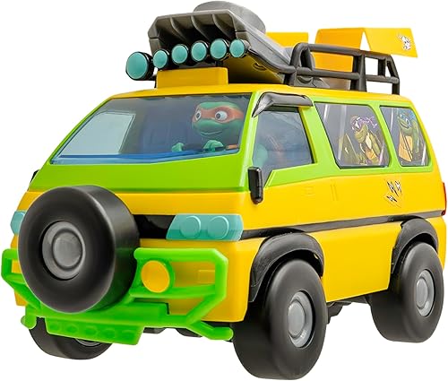 Miniatura 8 de Teenage Mutant Ninja Turtles Juguete de Pizza Blaster RC Vehículo con 6 lanzadores de pizza de espuma, juguete de control remoto TMNT para niños,