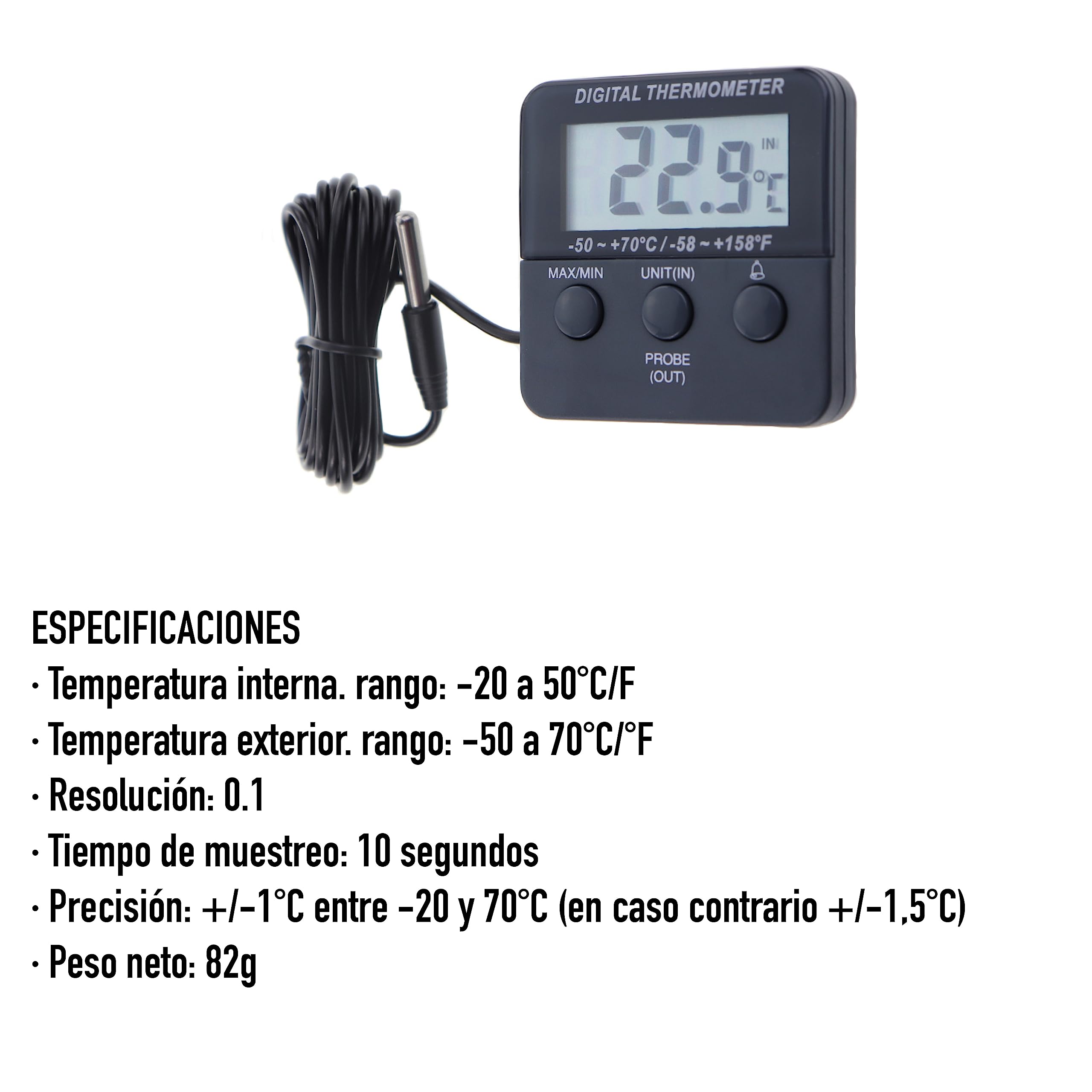 Termómetro digital calibrado para frigorífico y congelador con certificado de calibración rastreable de 2 puntos