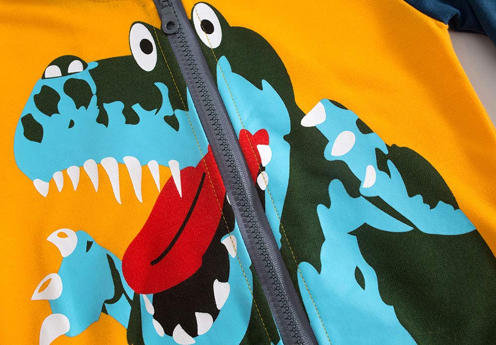 TEDD Sweatshirt à Capuche Garçon Dinosaure Zipper 100% Coton Manches Longues Sweat pour Enfants 1-12 Ans