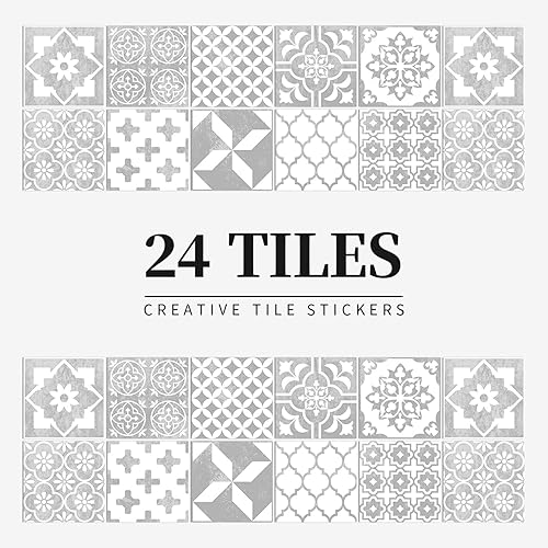 Miniatura 2 de CECEKIS 24 piezas  Azulejos para salpicaduras en muro para despegar y pegar, calcomanías de pared brillantes, impermeables, a prueba de aceite,