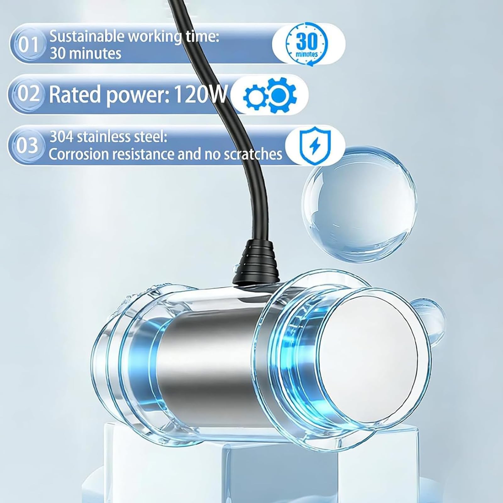 Limpiador Ultrasónico, Varilla para Máquina De Limpieza Ultrasónica, Pantalla Digital De Voltaje, Encendido/Apagado con Un Botón + Temporizador Inteligente, para Lavar Anillos, Vasos, Plata