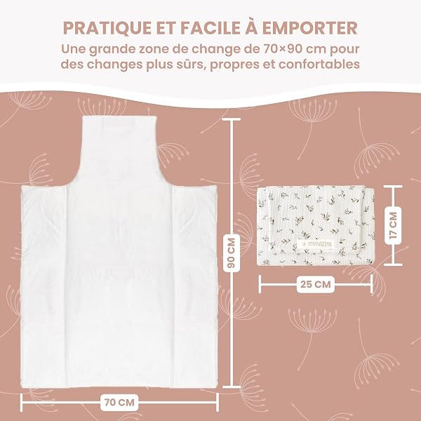 MIMUSELINA Tapis a Langer Bebe | Matelas a Langer Bebe Voyage Imperméable et Léger | Extérieur 100% Coton, Intérieur Lavable et Sans BPA | Pliable avec Fermeture Pratique | Espagne - 2