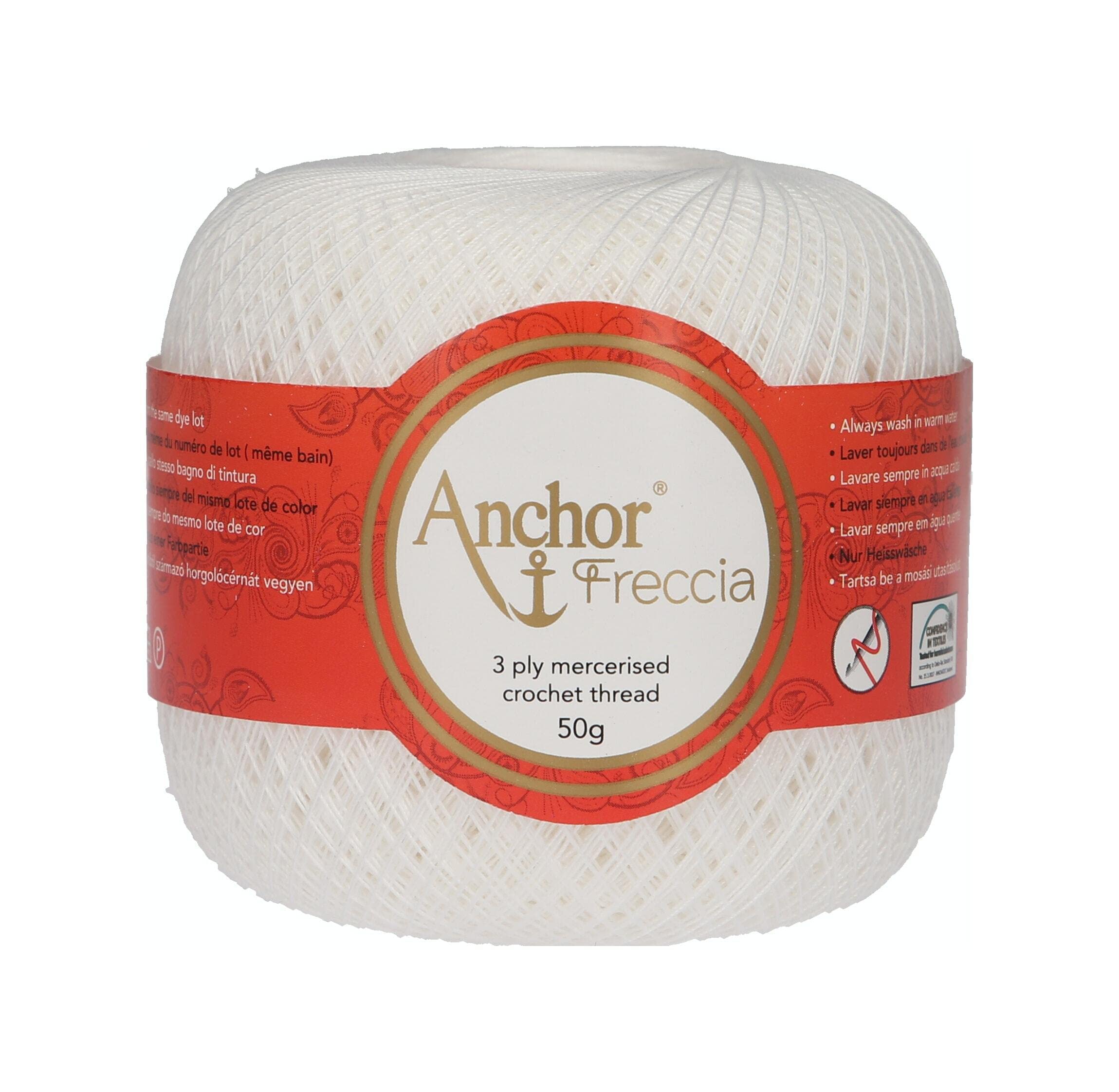 Anchor Freccia Thickness 20 4771020-07901 White Crochet Yarn 100% Cotton