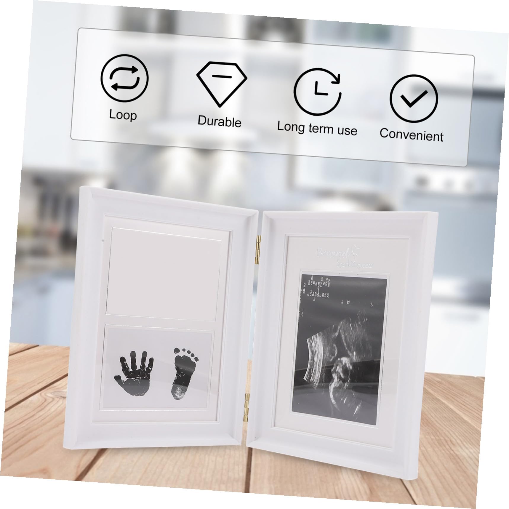 KOMBIUDA Cornice Portafoto Neonata in Pvc Rosa Impronta Mani e Piedi, Design Unico e Creativo, per Camera del Ragazzo Ragazza o Soggiorno, Idea Regalo Nascita Personalizzata