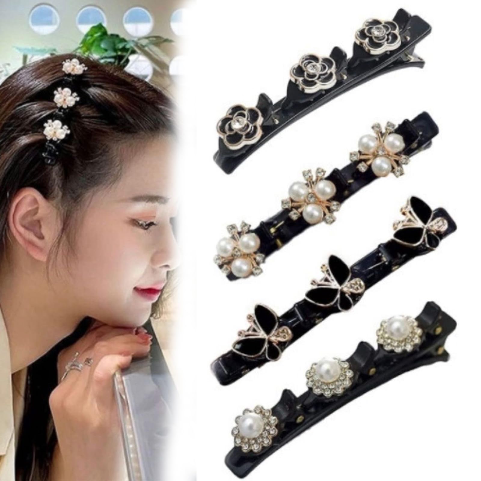 Braided Hair Clips - Sparkling Crystal Stone Braided Hair Clips (#3)