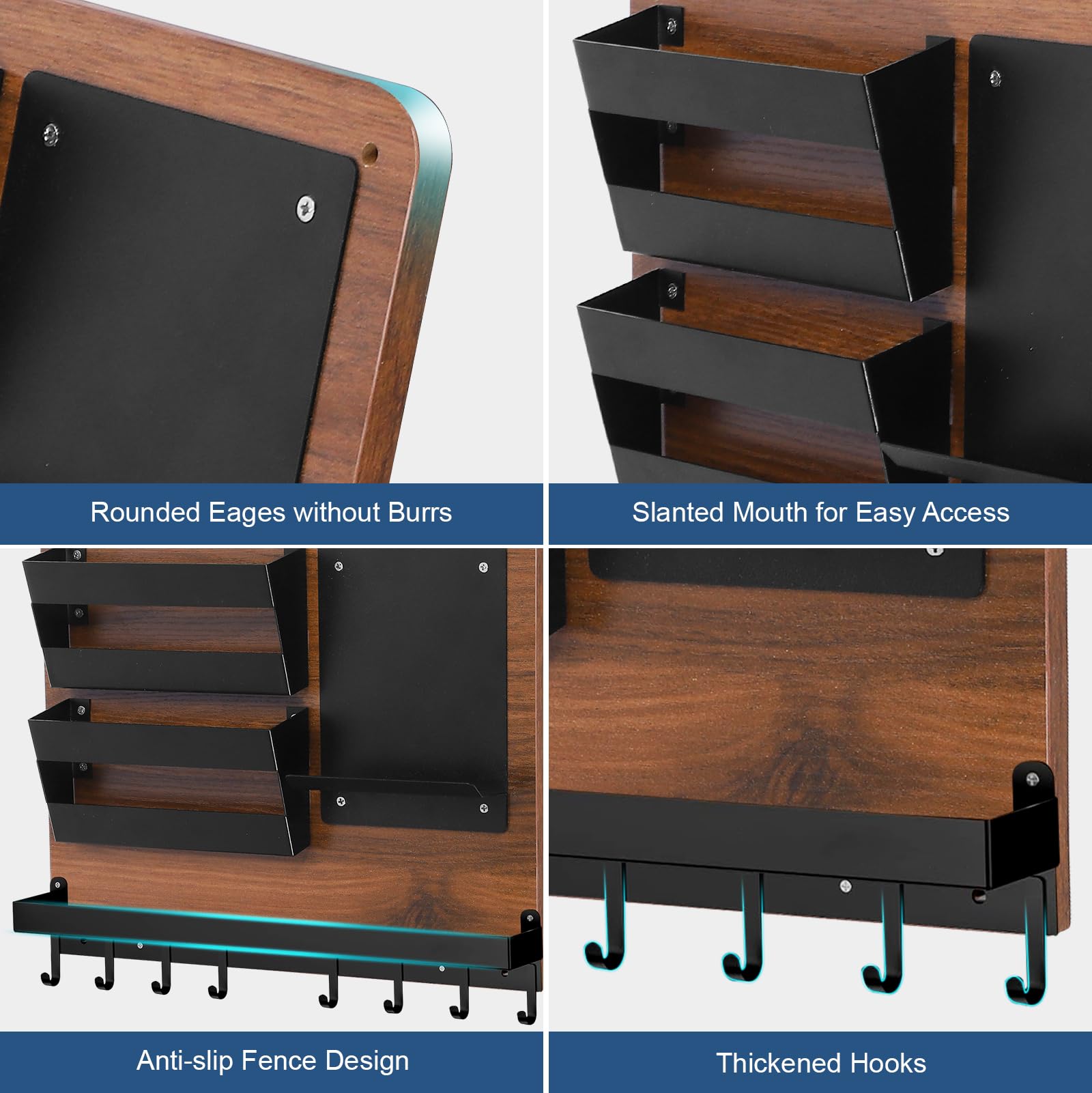 Mapille Schlüsselboard Mit Ablage - Holz Organizer Für Flur Mit 8 Haken