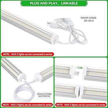 Skymoatled T12 8FT LED Shop Light Garage light,130W 5000K
