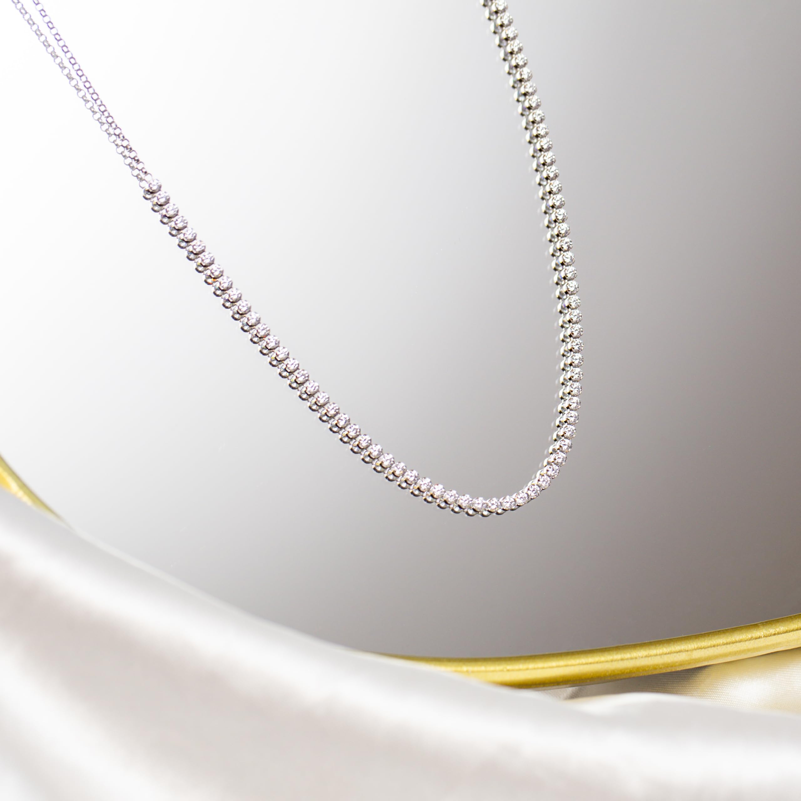 Tuscany Silver Collar Cadena Mujer Plata Plata Fina 925 circonita Redonda - 8.19.7474