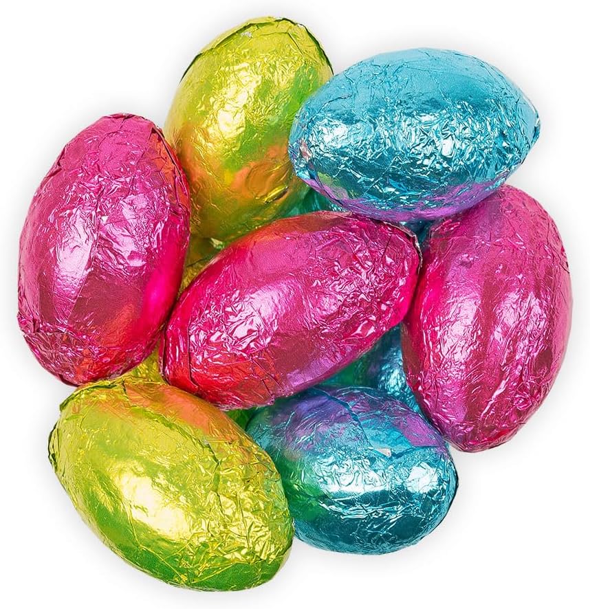 5lb Foiled Easter Milk Chocolate Eggs - Colorful Wrapped Spring Candy For Baskets, Egg Hunts & Parties (320 Eggs)