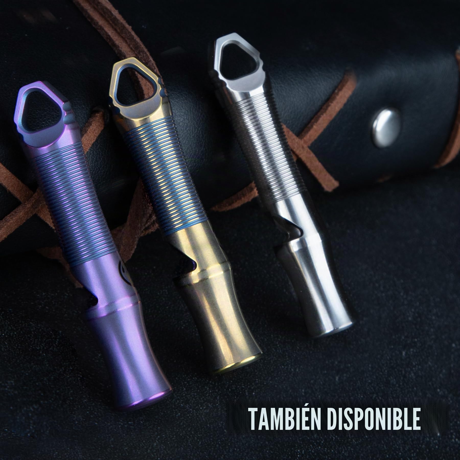TACRAY Silbato de titanio – Ultra fuerte 120+ dB, mecanizado CNC, ligero y duradero – Perfecto para supervivencia de emergencia, senderismo, acampada y seguridad al aire libre – Incluye cadena de