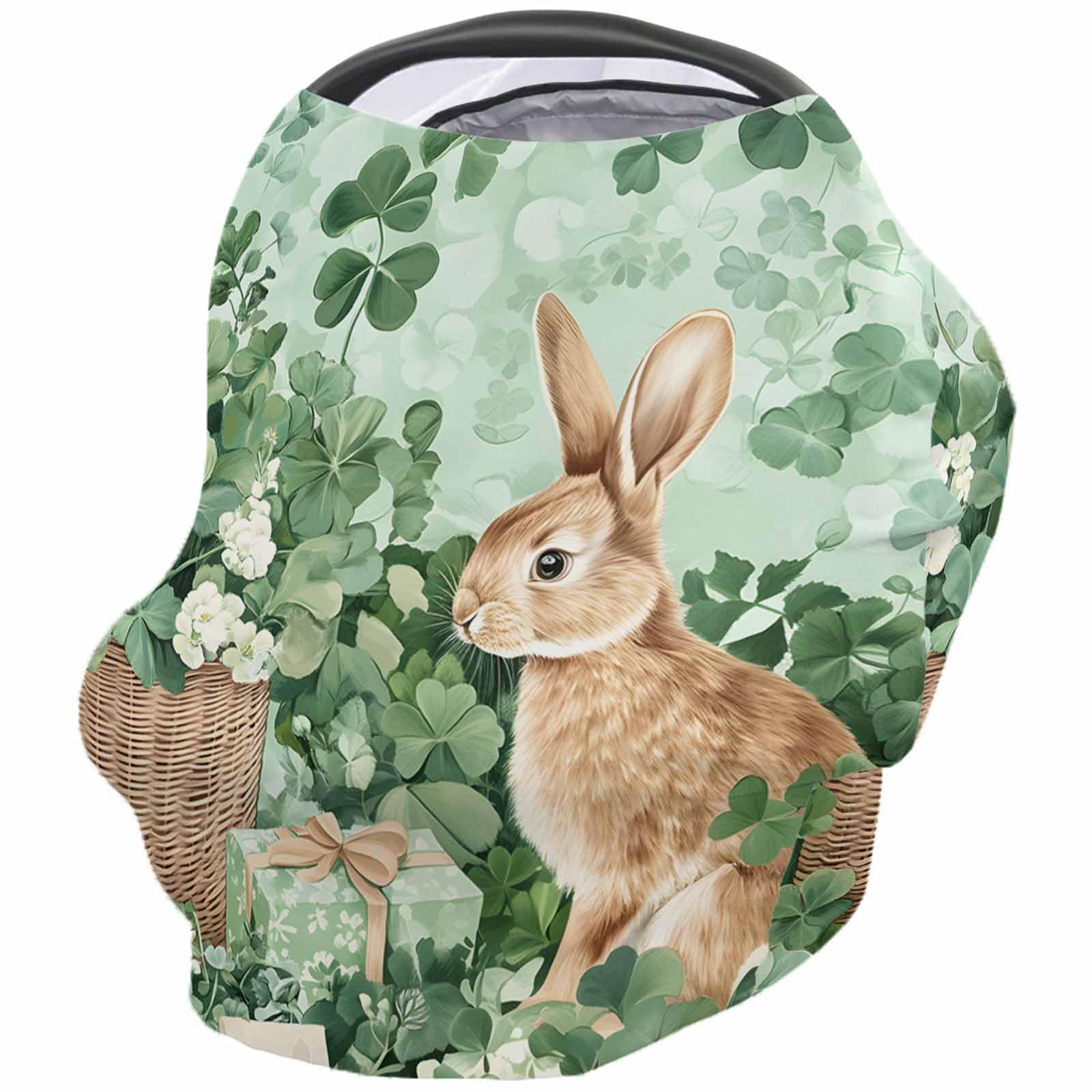 Nursing Cover for Breastfeeding Scarf, Rabbit Light Green Shamrock St. Patrick's Day Baby Car Covers Super Soft Multi Use for Canopy Shopping Cart Cover Blanket Stroller Cover