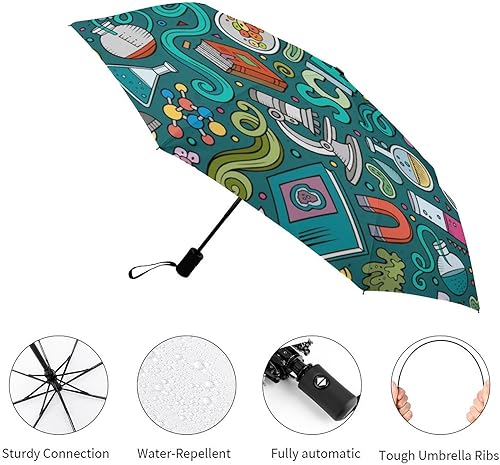 Miniatura 8 de Physics Biochemistry Science Windproof Travel Automatic Umbrella Rainproof 3 Folding Manual Rainbrella for Rain Sun