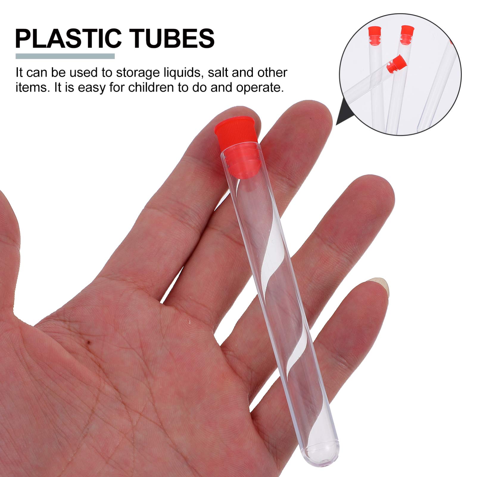 VILLFUL 40pcs Test Tube Rack Storage Containers Mini Containers Science Tubes Tubs Vials Liquid Containers Clear Beakers Bins Lab Containers with Lids Conical Centrifuge Tubes Red Plastic