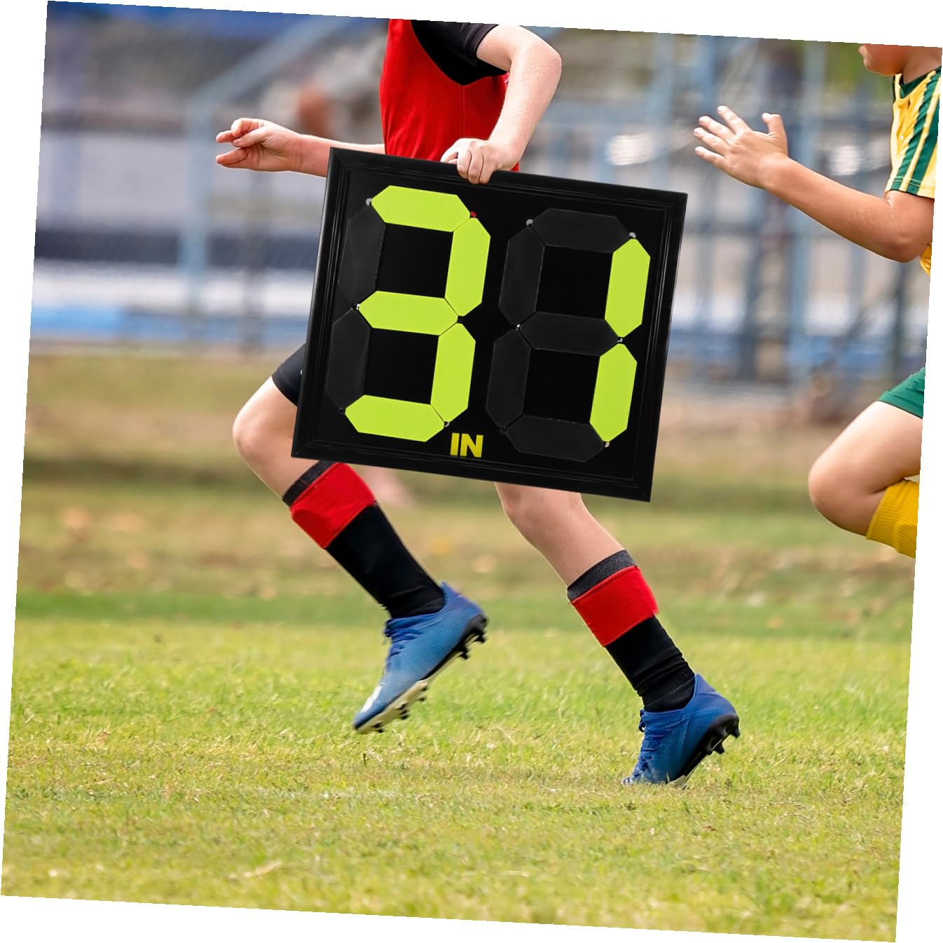 Beavorty Tabellone Numerico Sostituzione Manuale Calcio Kit da Arbitro Fluorescente Nero Leggero Portatile per Arbitri e Sport di Squadra