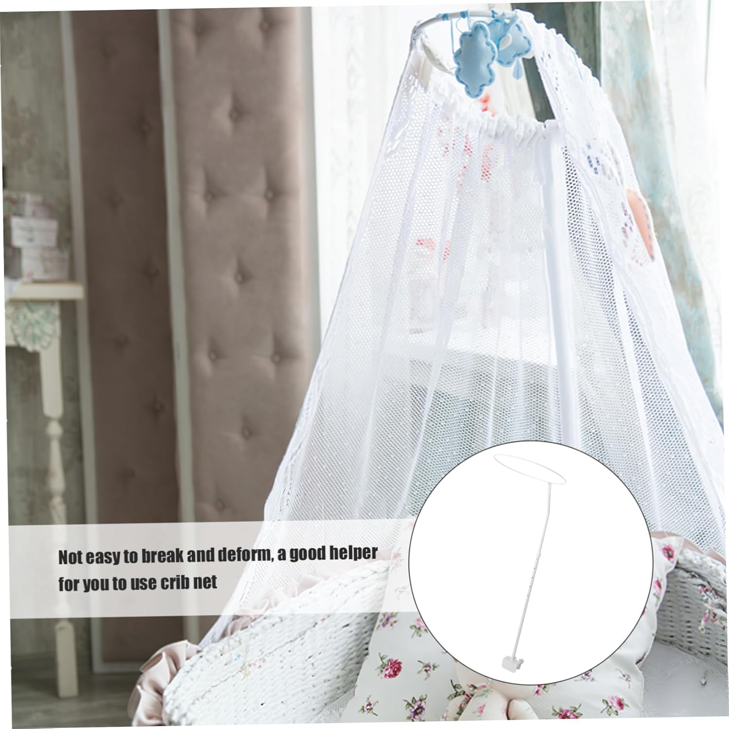 VICASKY Sturdy Iron Crib Mosquito Net Holder Stand for Beds Strong Load Bearing Canopy Support Rust Resistant Frame Compatible with Cribs Practical Protection Accessory