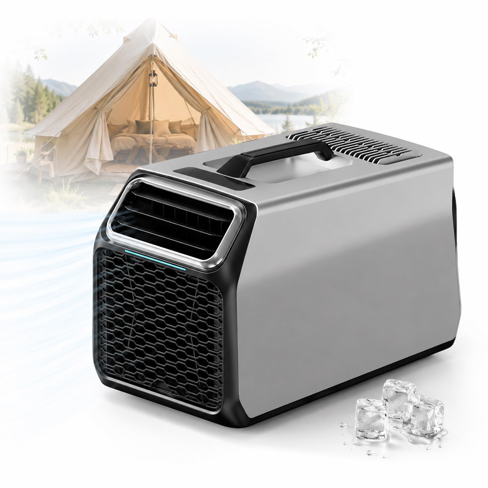 JIYINGHUI 220V Portable Air Conditioner 5000 BTU, 550W Compressor Cooling Unit with Exhaust Duct Kit, Drain Pipe and Remote for Bedroom, Tent, RV, Camper Van, Office