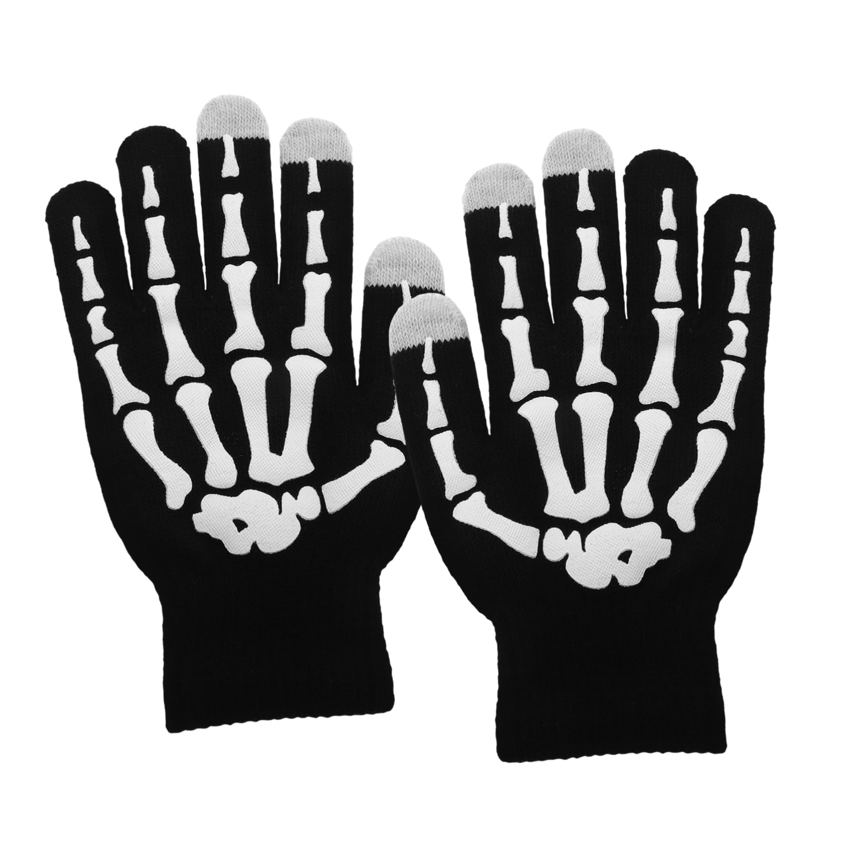 ibasenice 2pcs Skeleton Touchscreen Gloves for Men Women Versatile Sports Outdoor Gloves for Biking Running Driving Unique Halloween Design Anti-Slip Warm Practical
