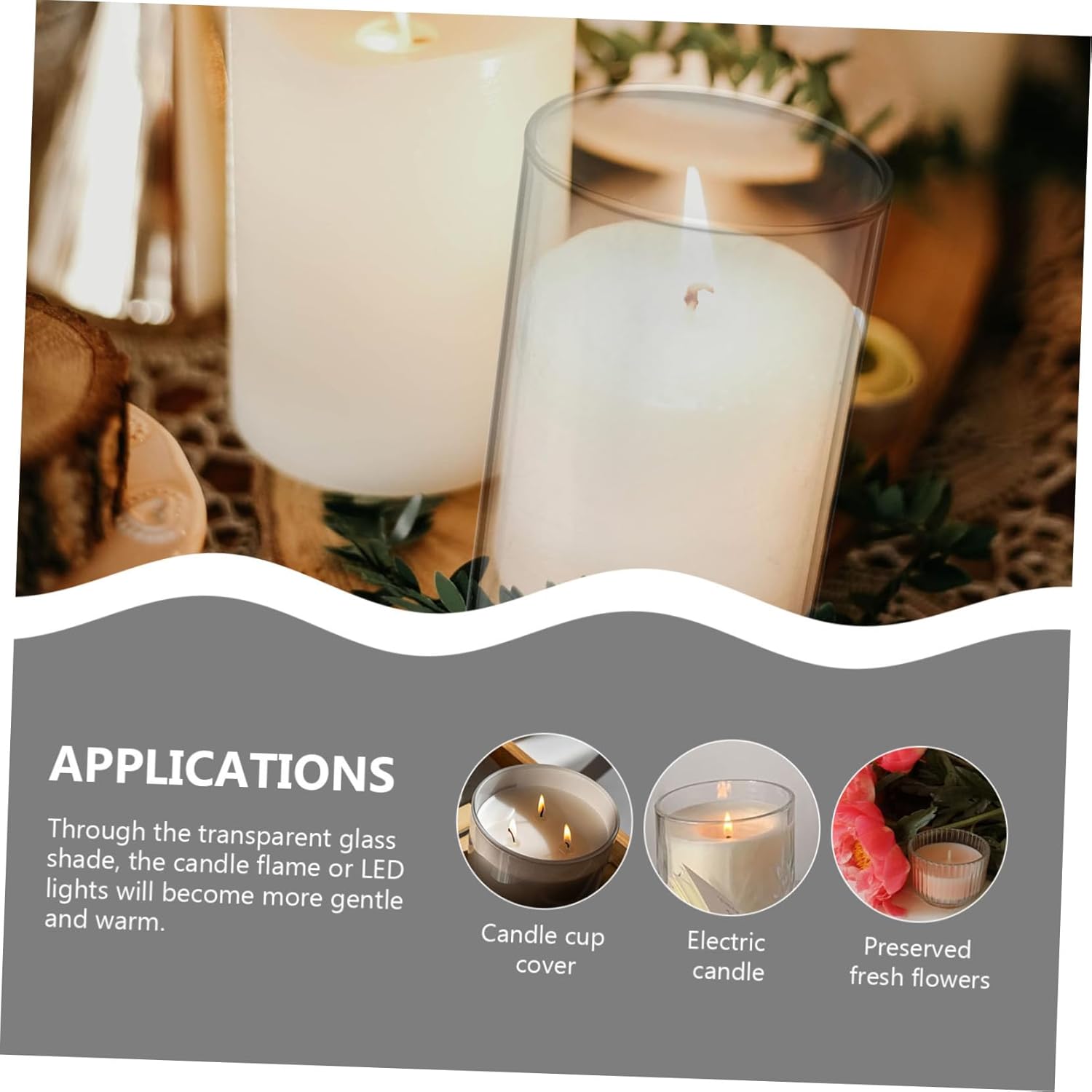 4pcs Transparent Candle Covers Windproof Candle Sleeves Votive Taper Pillar Ideal Home Decor Events