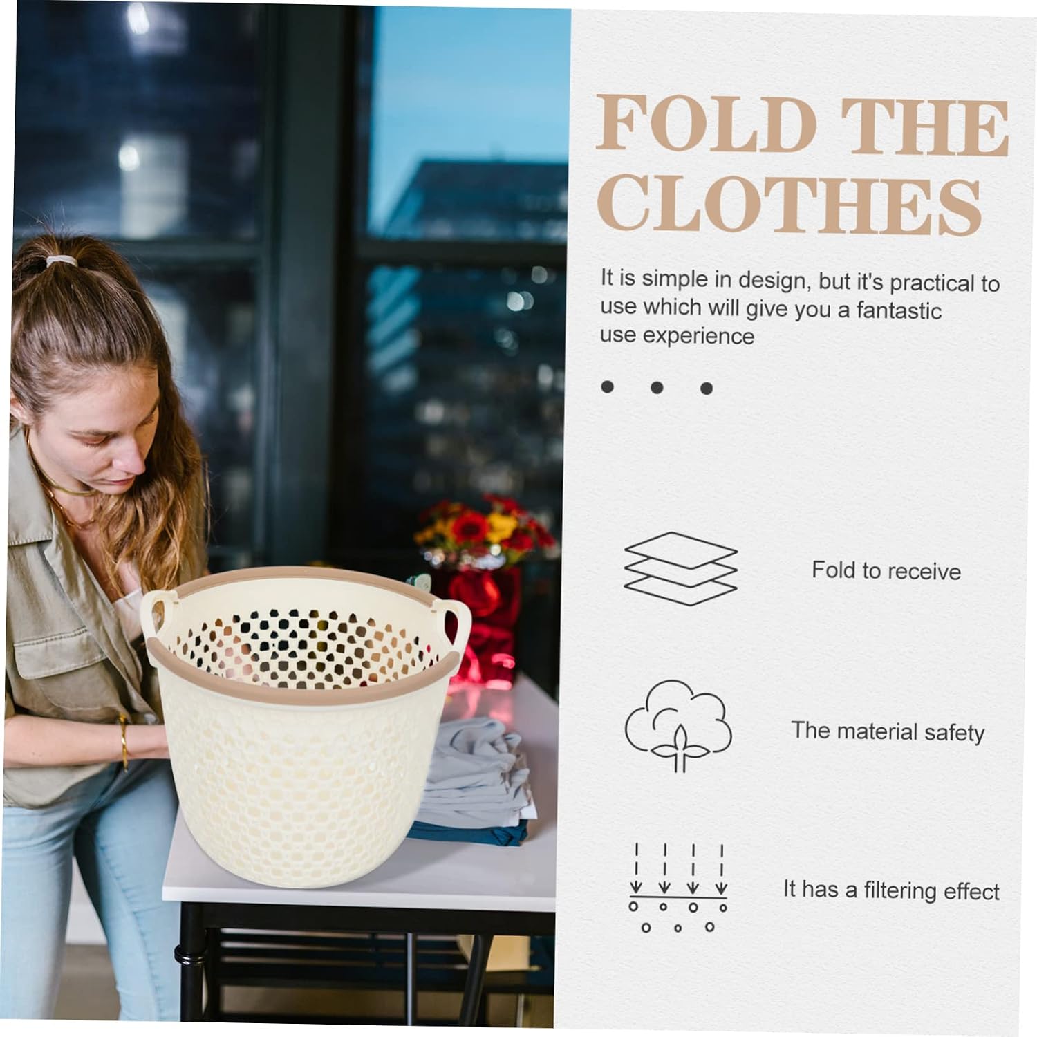 PRETYZOOM Bedroom Laundry Basket Organizer for Clothes and Towels Hollow Design Storage for Home Use