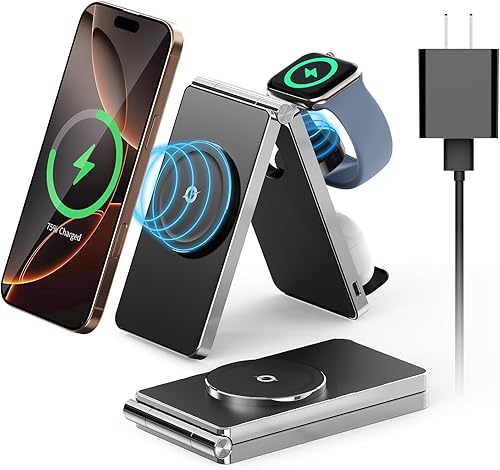 Estación de carga magnética inalámbrica Mag-Safe 2025, carga máxima rápida 3 en 1 para iPhoneAir17 16 15 14 13 12 Pro Max Plus, soporte de cargador