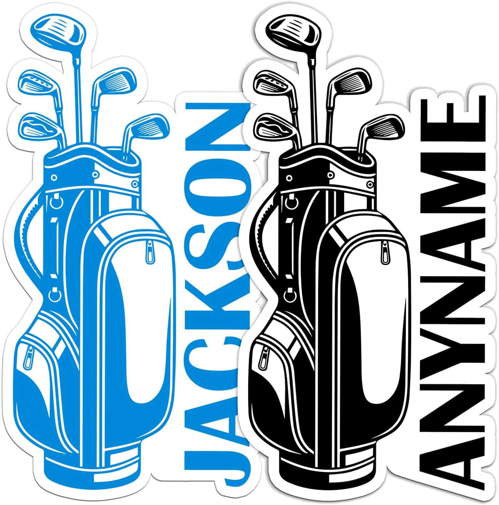 Custom Golf Bag Name Sticker Personalized Text Golfing Golfer Sport Player Team Member Decal Waterproof Die Cut Vinyl & Transparent DTF Decal for Water Bottle Laptop Car Helmet Gifts for Men Women