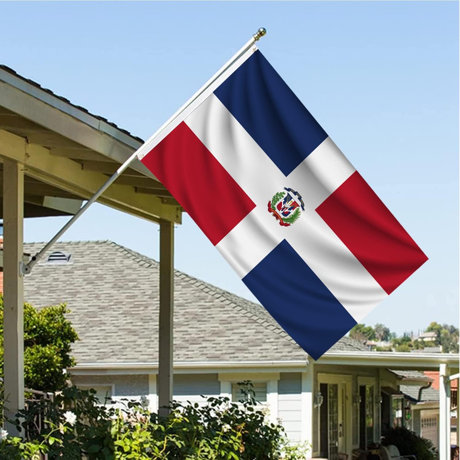 Dominican Republic Flag 3x5 Double Sided Outdoor Heavy Duty National Flags 3 Ply Polyester Material with 2 Metal Grommets 4 Rows of Stitching - Image 2