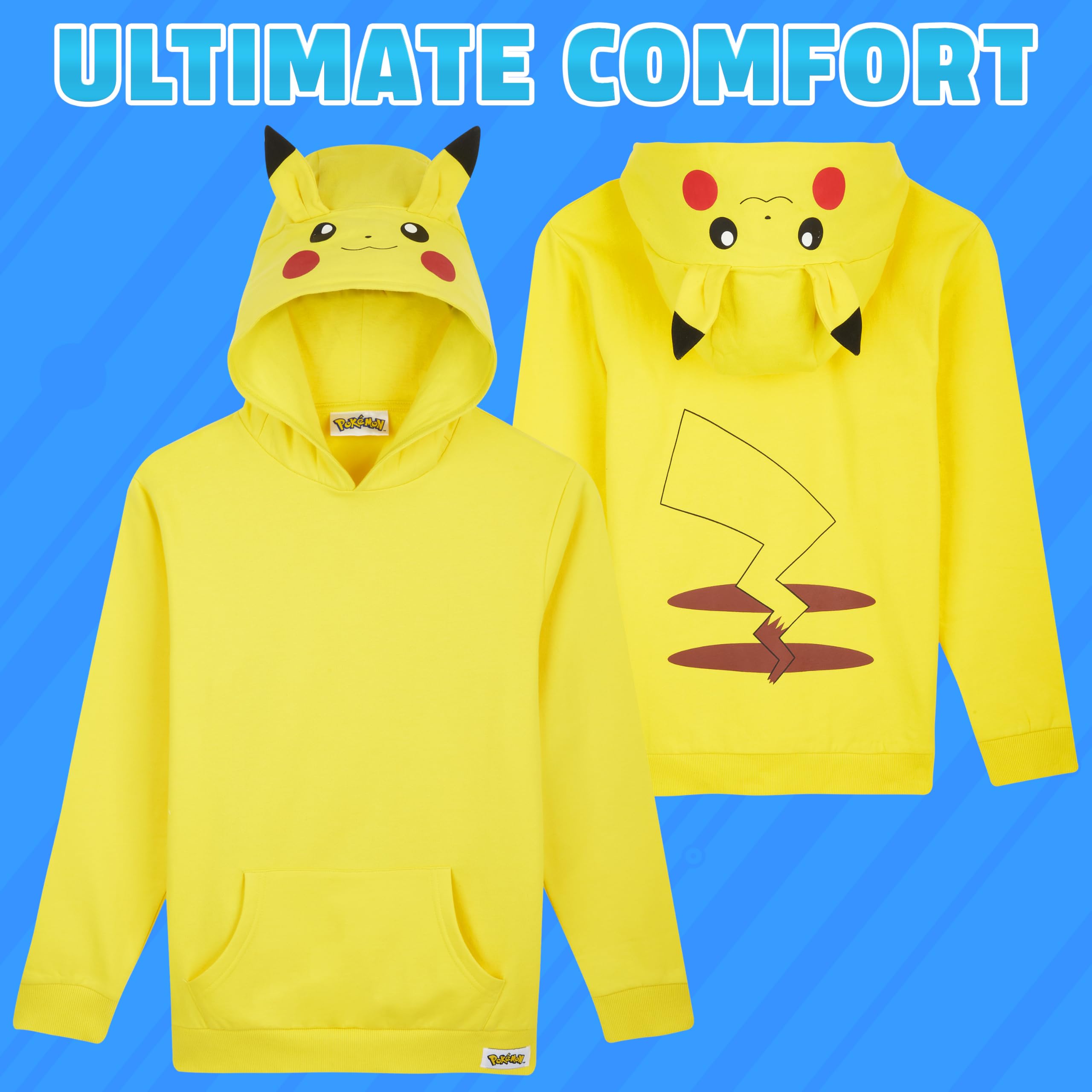 Pokémon Felpe con Cappuccio per Bambini e Ragazzi, Felpa Comoda con Tasca a Canguro