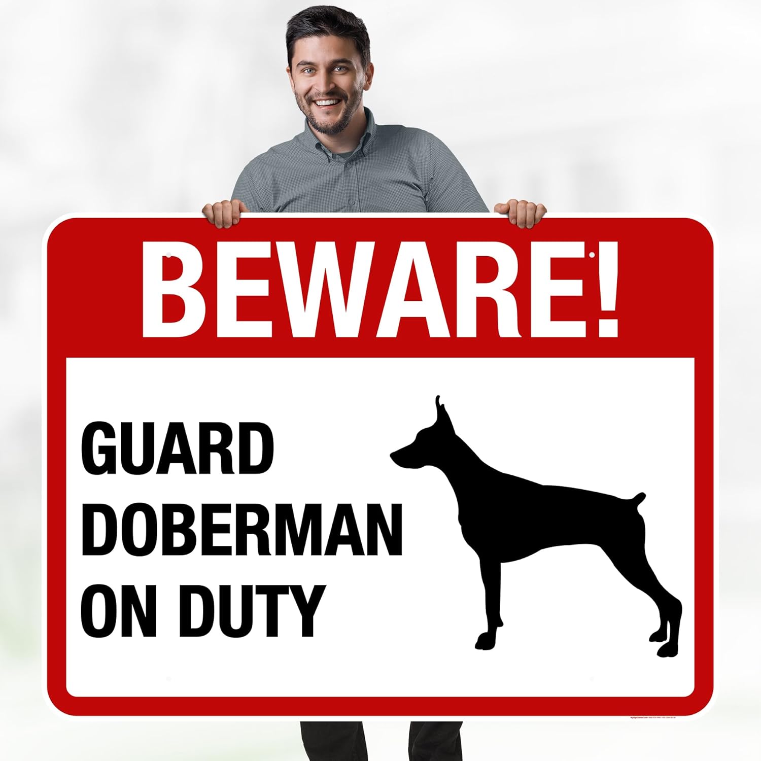 Beware Guard Doberman On Duty Sign, 36x48 Inches, Rust Free DiBound, Fade Resistant, Made in USA by My Sign Center