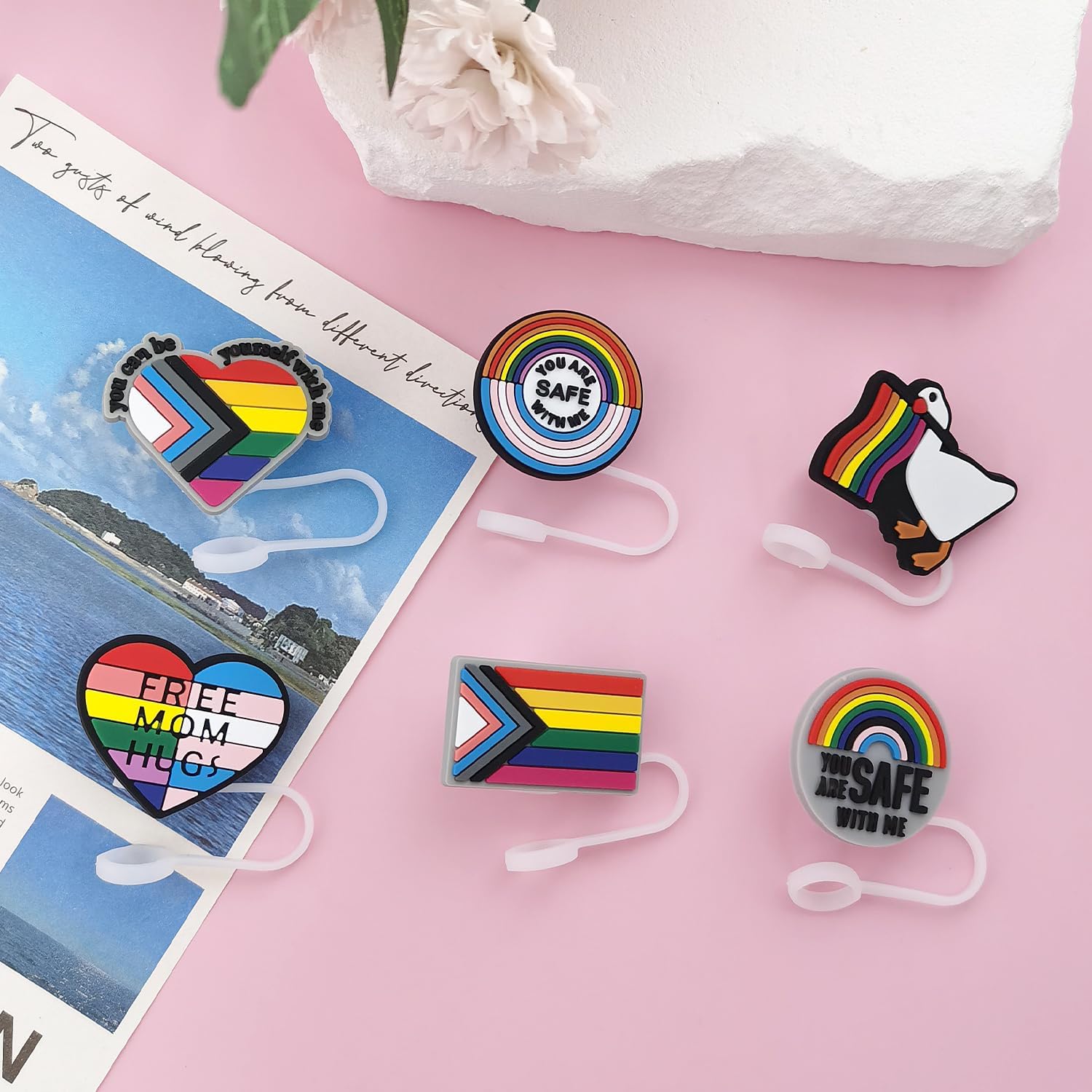 Funny Stanley Cup Straw Cover, 10mm (0.4in) Silicone Reusable Straw Topper Lid Cap,Style 4 - Image 6