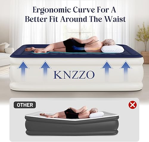 Miniatura 8 de Colchón de aire matrimonial con bomba incorporada, colchón inflable con parte superior flocada suave, colchón inflable a prueba de fugas, cama de