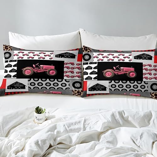 Miniatura 5 de Feelyou Juego de funda de edredón de tractor rojo para niños, juego de ropa de cama de tractor agrícola para niños y niñas, juego de funda de