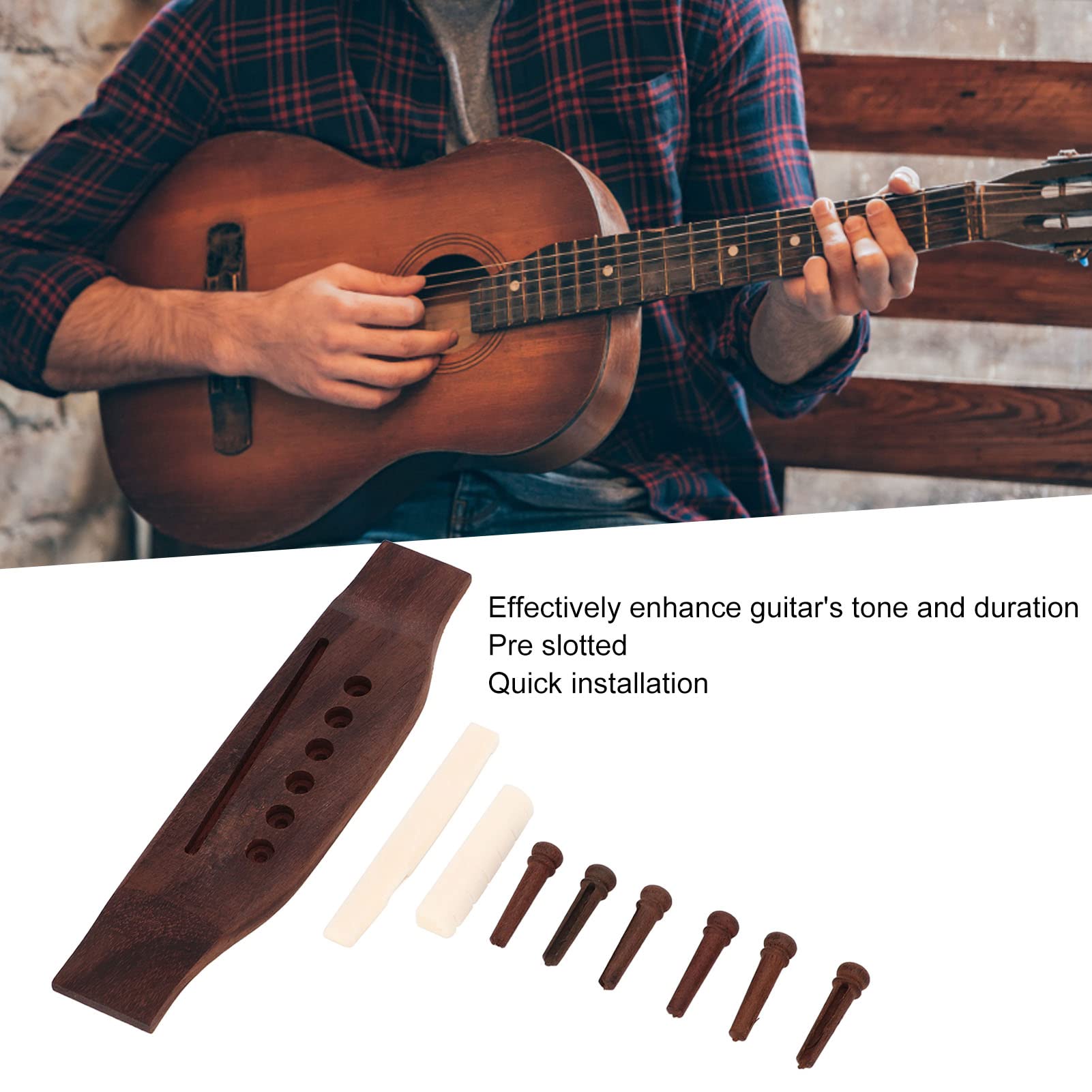 Milisten 6 Perni Per Ponte In Palissandro Per Chitarra Acustica – Ricambio In Legno Naturale, Facile Installazione, Migliora Il Suono