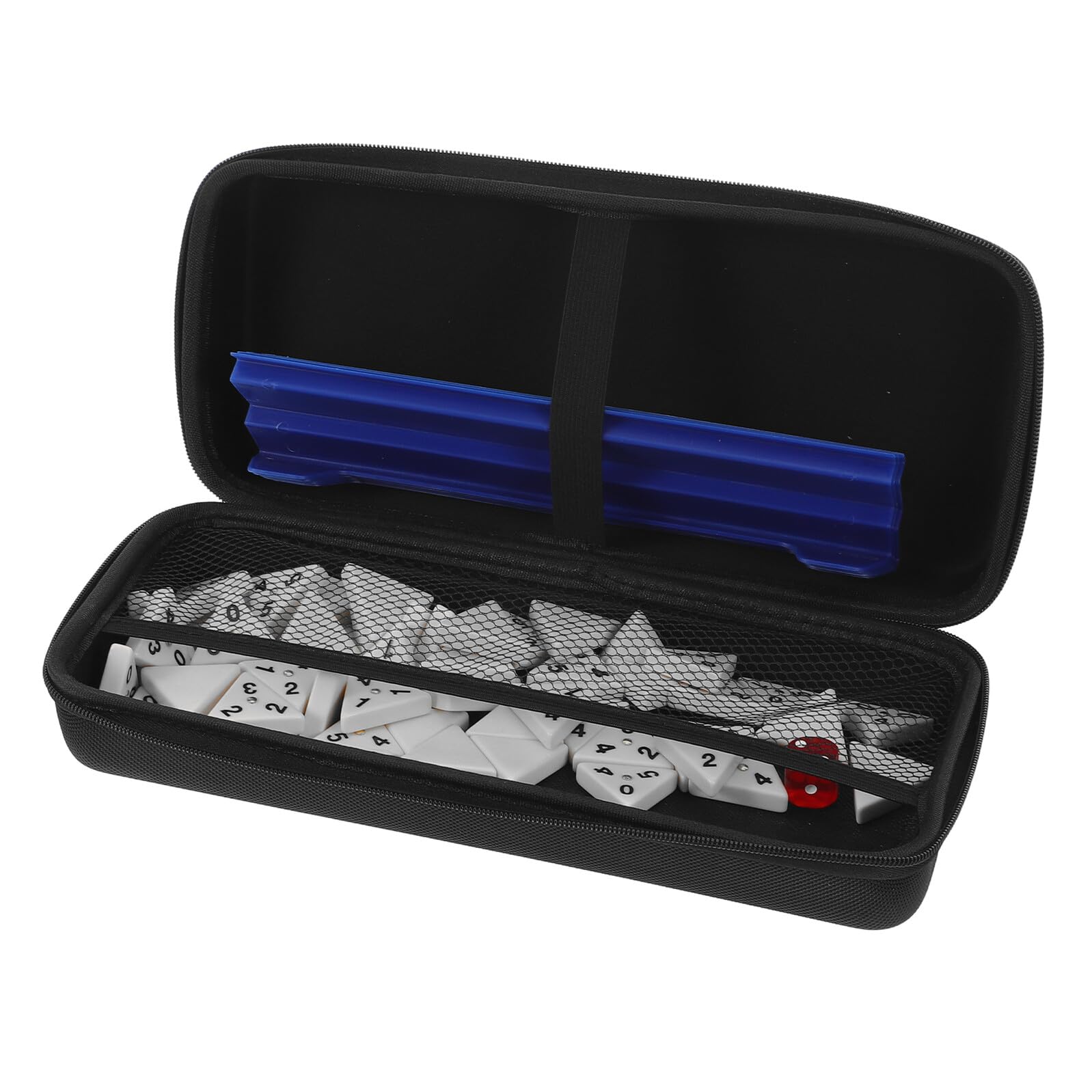 Triangular Domino Spielset mit Tragbaren Nummerierten Dreieck-Domino-Steinen Inkl Aufbewahrungskoffer Beutel Würfel Familien Strategiespiel für Reisen Partys Unterricht und
