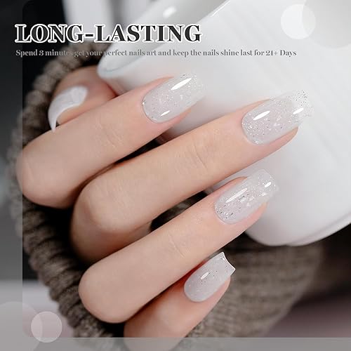 Miniatura 9 de RARJSM Esmalte de uñas de gel negro brillante brillante iridiscente arco iris brillante pigmentos de uñas esmalte de uñas secado UV LED requerido