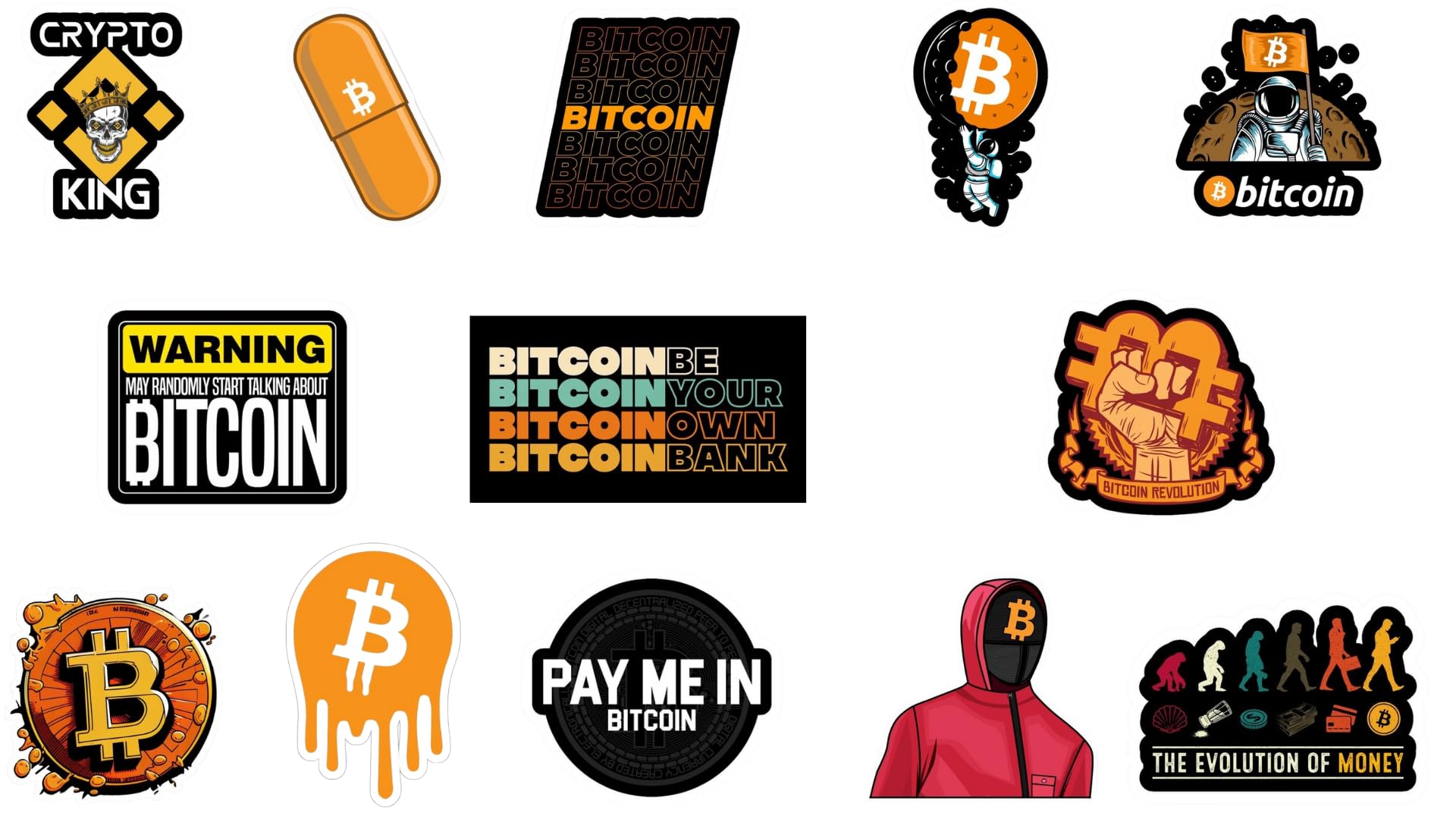 Wrap It All Bitcoin Crypto Sticker Decals - Pack of 13 (Vinyl Stickers, 2.5x2.5 inch, Multicolor), Multipurpose use for Walls, Laptop, MacBook, Door, Cupboard, Cars, Bikes, notebooks (B0D238K9FS) Amazon Price History, Amazon Price Tracker