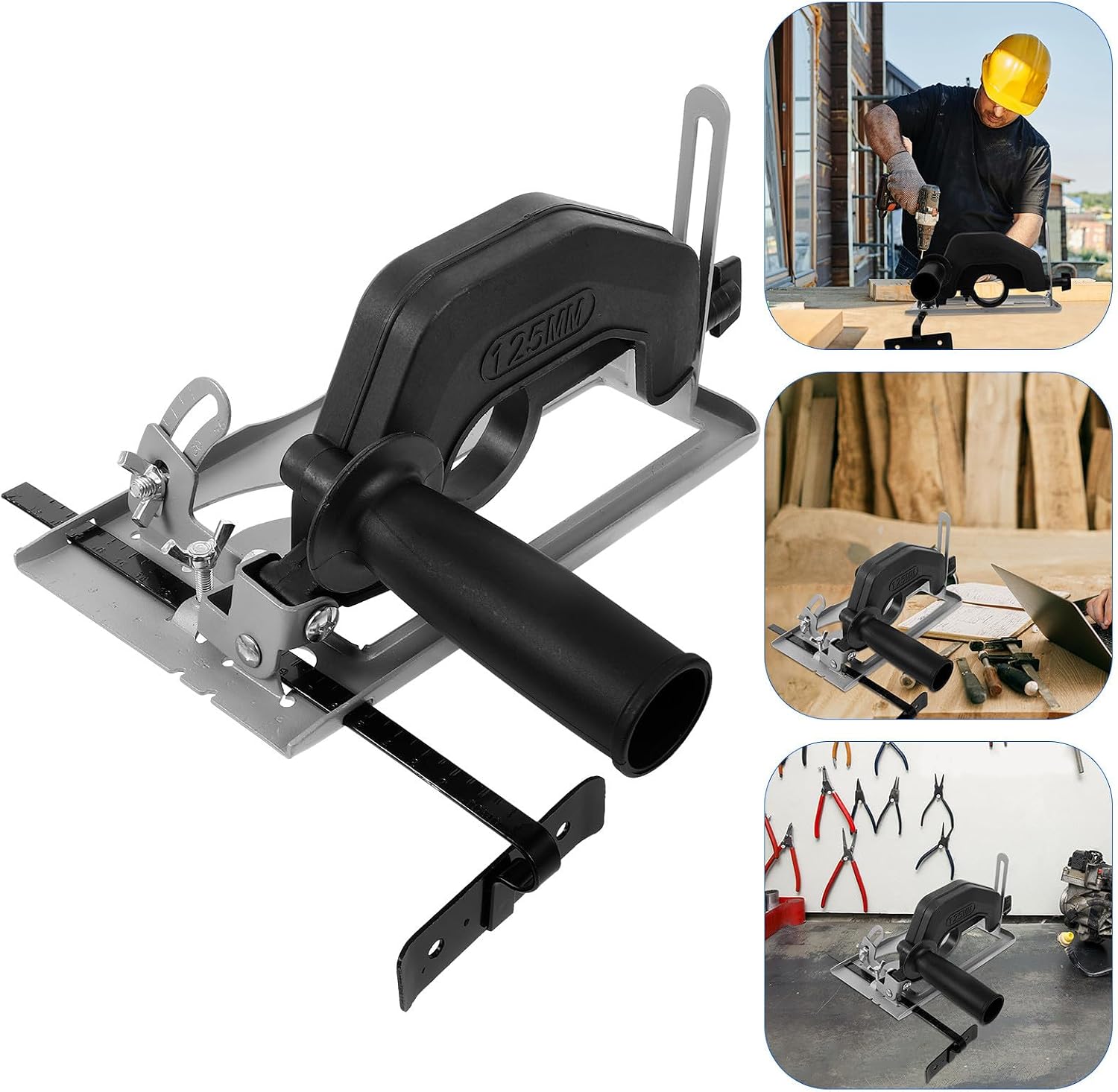 KOMBIUDA Angle Grinder Holder Stand Set with Metal Angle Support Bracket and Dust Cover for Cutting and Grinding Tools Power Tool Accessory for Workshop Use
