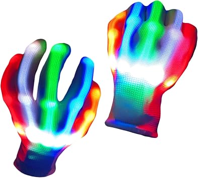 Led Light up Gloves Rainbow Easter Gifts for Kids Rave Light Glowing Gloves Cool Toys Stocking Stuffers Halloween Christmas Easter Birthday PartiesSmall