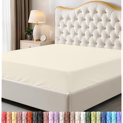 Utopia Bedding Queen Fitted Sheet - Bottom Sheet - Deep Pocket - Soft Microfiber - Shrinkage and Fade Resistant - Easy Care -1 Fitted Sheet Only (Ivory)