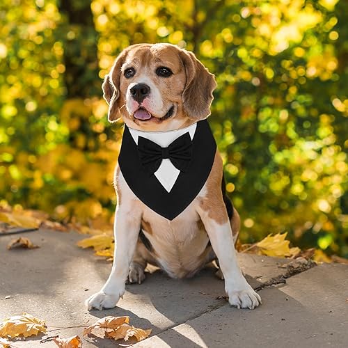 Miniatura 7 de YASUOA Esmoquin formal para perro, esmoquin ajustable blanco y negro para perro con corbata de lazo negro para perro mediano y grande, elegante