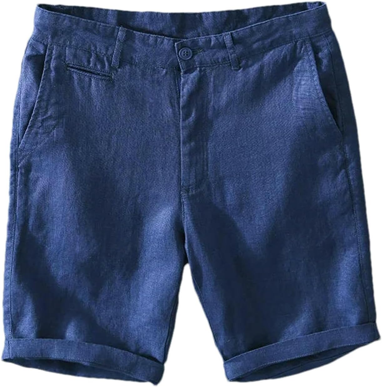 Men's Linen Shorts Summer Solid Color Holiday Casual Beach Button Closure with Pockets Shorts Pants for Men